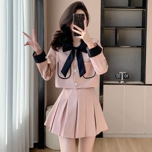 Trendy Chic Two-Piece Set for Women with Jacket and Skirt