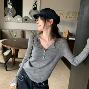 Women's 2026 Autumn Knit Cardigan Slim V-Neck Thin Top
